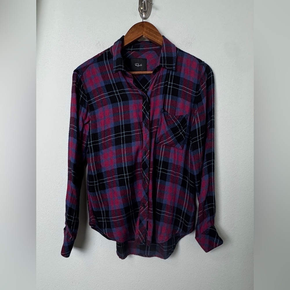 Rails Hunter Flannel Feel Button Front Shirt Midnight Ultramarine Berry Small - Picture 3 of 14